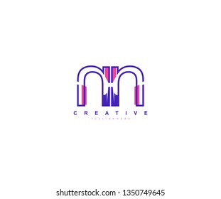 Initial Letter NN Linear Pop Art Vibrant Modern Trendy Logotype