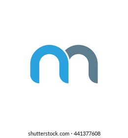 initial letter nn linked round lowercase logo blue