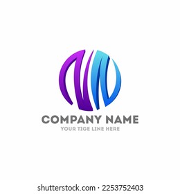 Initial Letter NN Logo Design Vector Template. Creative Abstract NN Letter Logo Design. NN Logo monogram circle with piece ribbon style on gradient colors