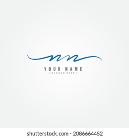 Initial Letter NN Logo - Handwritten Signature Style Logo