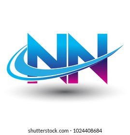 initial letter NN logotype company name colored blue and magenta swoosh design. vector logo for business and company identity.
