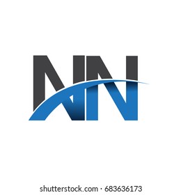 initial letter NN logotype company name colored blue and grey swoosh design. vector logo for business and company identity
