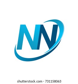 initial letter NN logotype company name colored blue swoosh design concept. vector logo for business and company identity