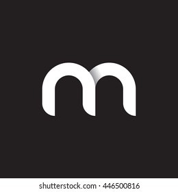 initial letter nn, m, modern linked circle round lowercase logo white black