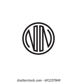 Initial letter NN, minimalist line art monogram circle logo, black color