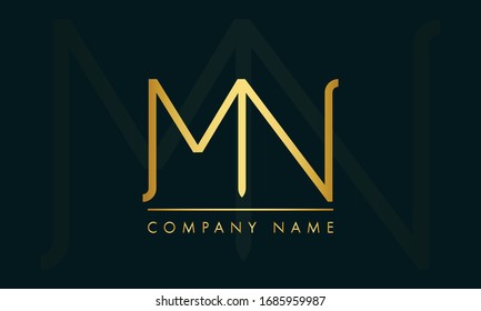 Letra inicial logotipo en forma de monograma de arte minimalista NM MN