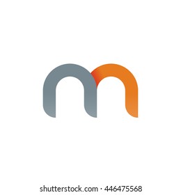 initial letter nn modern linked circle round lowercase logo orange gray