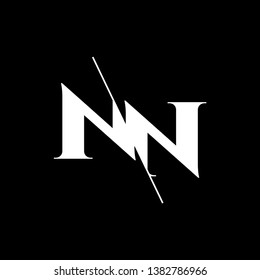 Initial Letter NN Monogram Sliced. Modern logo template isolated on black background