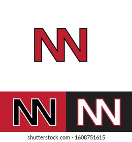 Initial letter nn n uppercase modern logo design template elements. Red letter with stroke Isolated on white, red, black background. Suitable for business, consulting