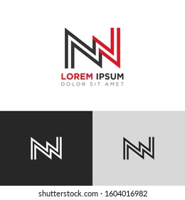 Initial Letter NN NW linked uppercase overlap modern logo design template. Suitable for business, consulting group company
