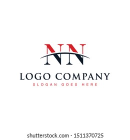 Initial letter NN, overlapping movement swoosh horizon logo company design inspiration in red and dark blue color vector