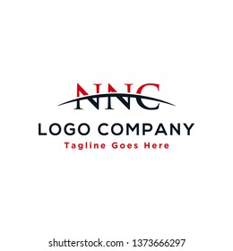 Initial letter NNC, overlapping movement swoosh horizon logo design inspiration in red and dark blue color vector