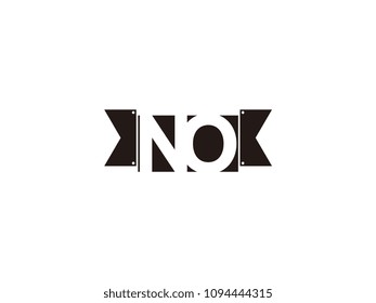 Initial letter no black ribbon logo design