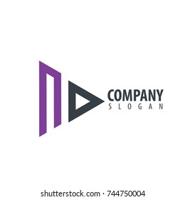 Initial Letter NO Linked Triangle Design Logo