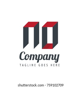 Initial Letter NO Logo With Ribbon Style
