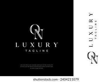Initial letter no, logo with white color on black background