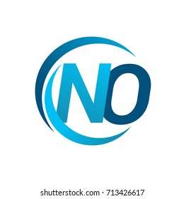 initial letter NO logotype company name blue circle and swoosh design. vector logo for business and company identity.