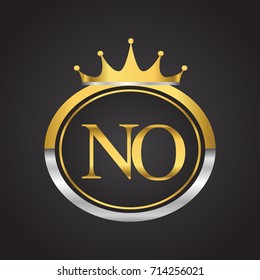 initial letter NO logotype company name with oval shape and crown, gold and silver color. vector logo for business and company identity.