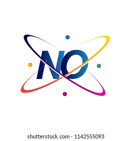 initial letter NO logotype science icon colored blue, red, green and yellow swoosh design. vector logo for business and company identity.
