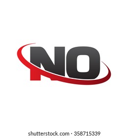 initial letter NO swoosh ring company logo red black