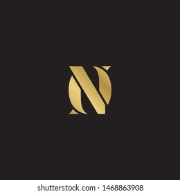Initial letter no uppercase modern logo design template elements. Gold letter Isolated on black  background. Suitable for business, consulting group company.