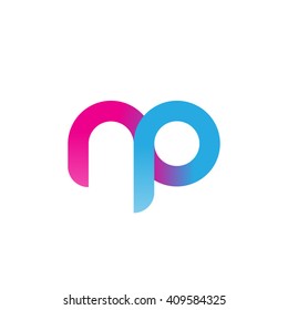 initial letter np linked round lowercase logo pink blue purple