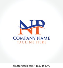 Initial Letter NP Logo Design Vector Template. Orange And Blue NP Letter Logo