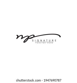 Initial Letter NP Logo - Handwritten Signature Logo