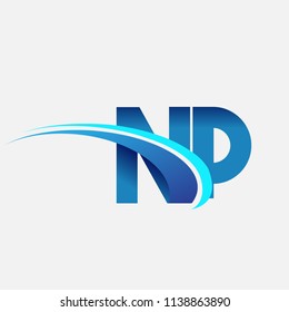 initial letter NP logotype company name colored blue and swoosh design. vector logo for business and company identity.
