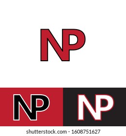 Initial letter np n p uppercase modern logo design template elements. Red letter with stroke Isolated on white, red, black background. Suitable for business, consulting