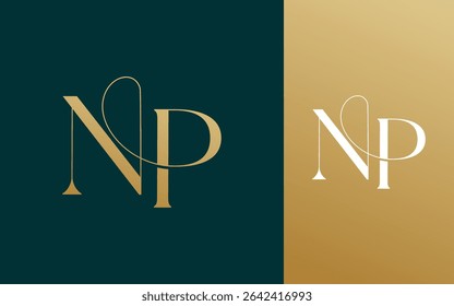 Ilustración vectorial inicial del diseño del logotipo de la letra NP PN para la pareja, la boda, y el negocio
