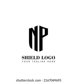 Initial Letter NP Shield shape logo template