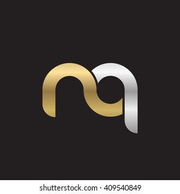 initial letter nq linked round lowercase logo gold silver black background
