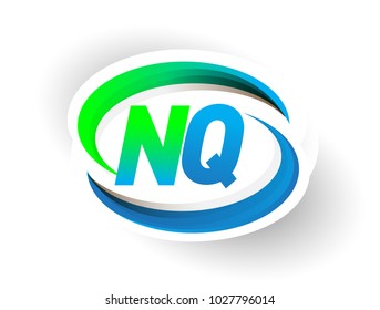 initial letter NQ logotype company name colored blue and green swoosh design, modern logo concept. vector logo for business and company identity.