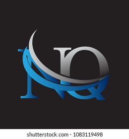 initial letter NQ logotype company name colored blue and grey swoosh design. vector logo for business and company identity.