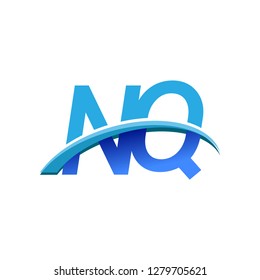 initial letter NQ logotype company name colored blue and swoosh design. vector logo for business and company identity.