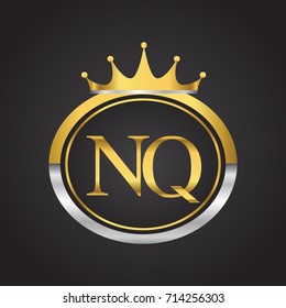 initial letter NQ logotype company name with oval shape and crown, gold and silver color. vector logo for business and company identity.