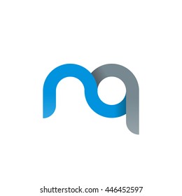 initial letter nq modern linked circle round lowercase logo blue gray