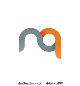 initial letter nq modern linked circle round lowercase logo orange gray