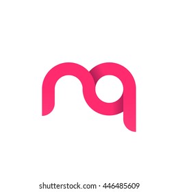 initial letter nq modern linked circle round lowercase logo pink
