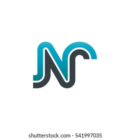 Initial Letter NR Linked Design Logo Blue Black