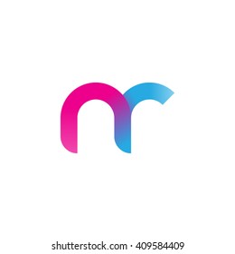 initial letter nr linked round lowercase logo pink blue purple