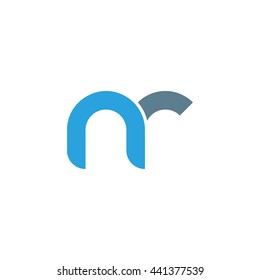 initial letter nr linked round lowercase logo blue