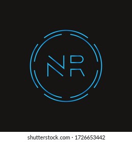 Plantilla de vectores de diseño del logotipo NR de la carta inicial. Diseño de logotipo para carta de resumen digital NR