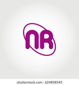 initial letter nr logo purple on white background