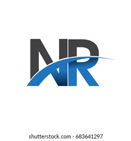 initial letter NR logotype company name colored blue and grey swoosh design. vector logo for business and company identity.
