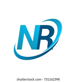 initial letter NR logotype company name colored blue swoosh design concept. vector logo for business and company identity.