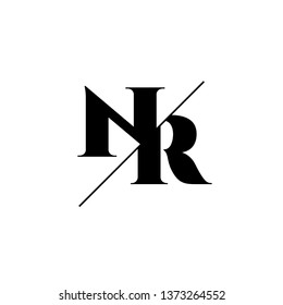 Initial Letter NR Monogram Sliced. Logo template isolated on white background