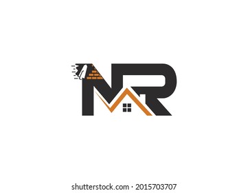 initial letter NR real estate Construction and house logo design vector