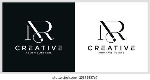 Initial letter NR, RN logo vector, Creative Lettering Logo Vector Illustration.